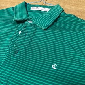 Green microstriped Criquet Shirts Performance Polo Medium, Excellent Condition